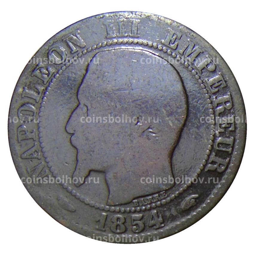 Монета 5 сантимов 1854 года А Франция