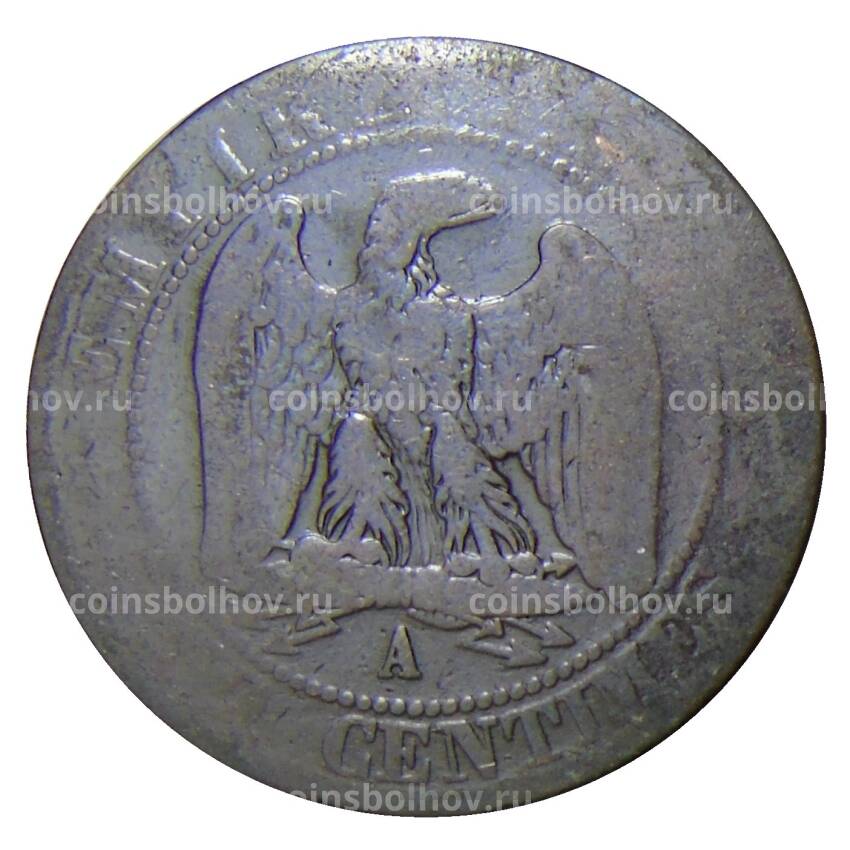 Монета 5 сантимов 1854 года А Франция (вид 2)