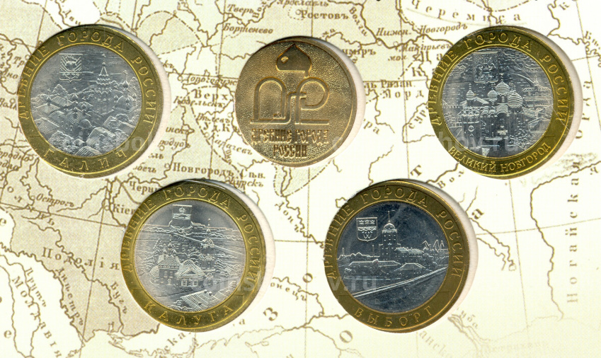 Набор юбилейных биметаллических монет 10 рублей 2009 года + жетон (в буклете) (вид 6)