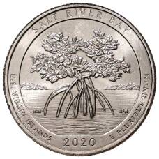 Монета 25 центов (1/4 доллара) 2020 года P США Национальные парки — №53 Исторический парк и заповедник «Бухта Соленой реки» (аверс)