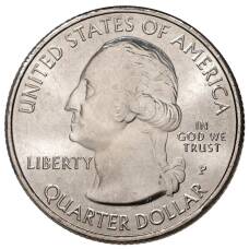 Монета 25 центов (1/4 доллара) 2020 года P США Национальные парки — №53 Исторический парк и заповедник «Бухта Соленой реки» (реверс)