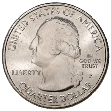 Монета 25 центов (1/4 доллара) 2020 года P США Национальные парки — №53 Исторический парк и заповедник «Бухта Соленой реки» (реверс)