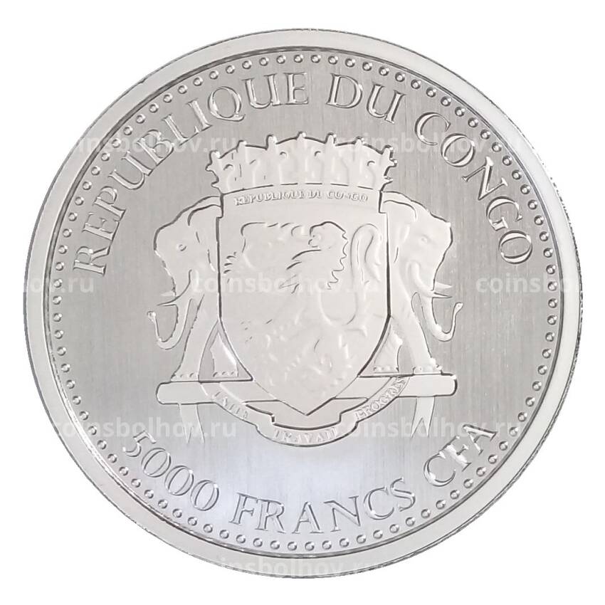 Монета 5000 франков 2020 года Конго — Горилла (вид 2)