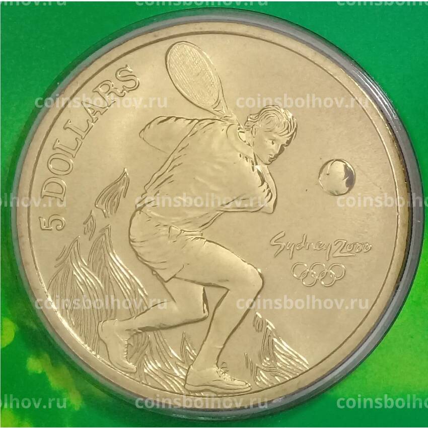 Монета 5 долларов 2000 года Австралия «XXVII летние Олимпийские игры в Сиднее — Теннис» (в блистере)