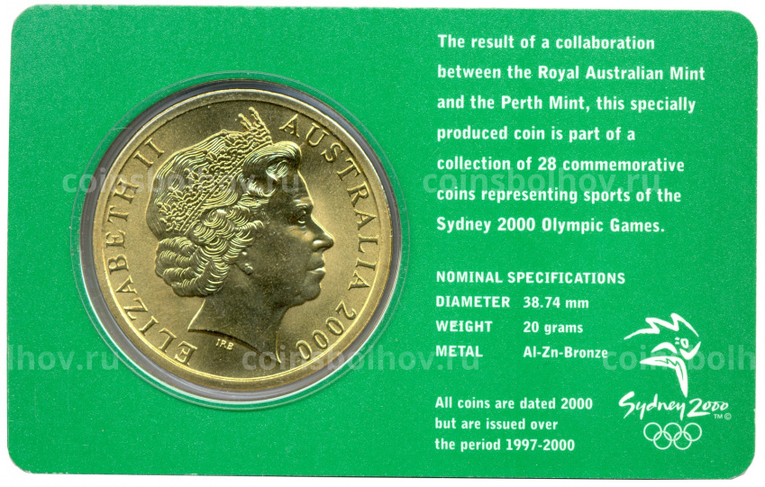 Монета 5 долларов 2000 года Австралия «XXVII летние Олимпийские игры в Сиднее — Теннис» (в блистере) (вид 4)
