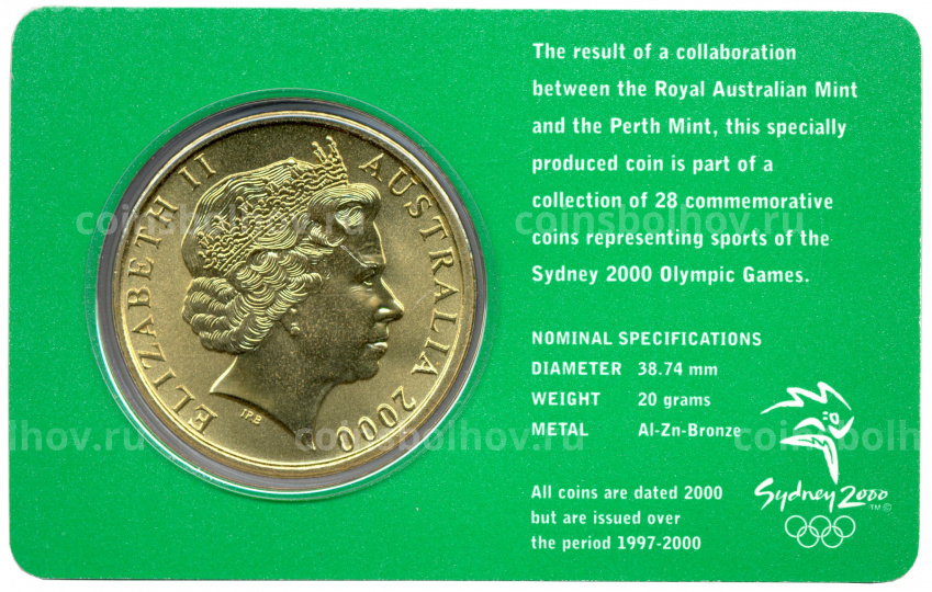 Монета 5 долларов 2000 года Австралия «XXVII летние Олимпийские игры в Сиднее — Бейсбол» (в блистере) (вид 4)
