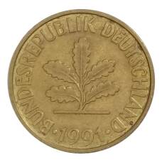 Монета 10 пфеннигов 1991 года F Германия (аверс)
