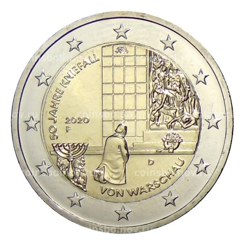 Монета 2 евро 2020 года F Германия —  50 лет Коленопреклонению в Варшаве