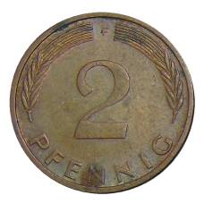 Монета 2 пфеннига 1976 года F Германия (реверс)