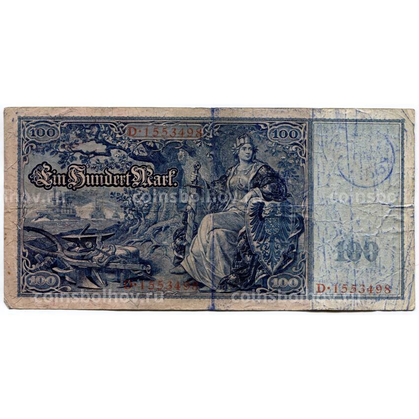 Банкнота 100 марок 1909 года Германия (вид 2)