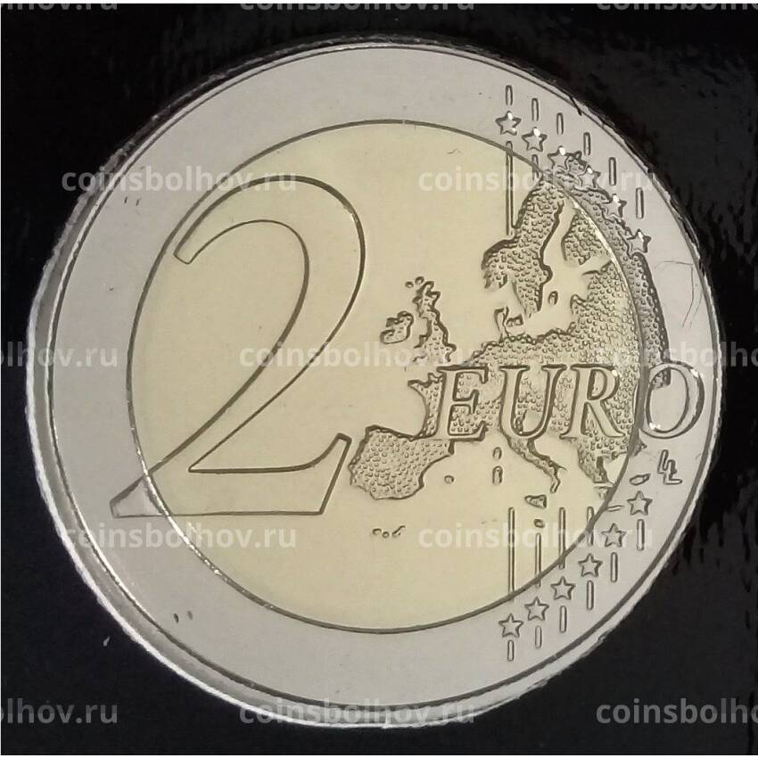 Монета 2 евро 2020 года Бельгия — 630 лет со дня рождения Яна ван Эйка (в блистере, надписи на лицевой стороне блистера на фламандском и английском языке) (вид 2)