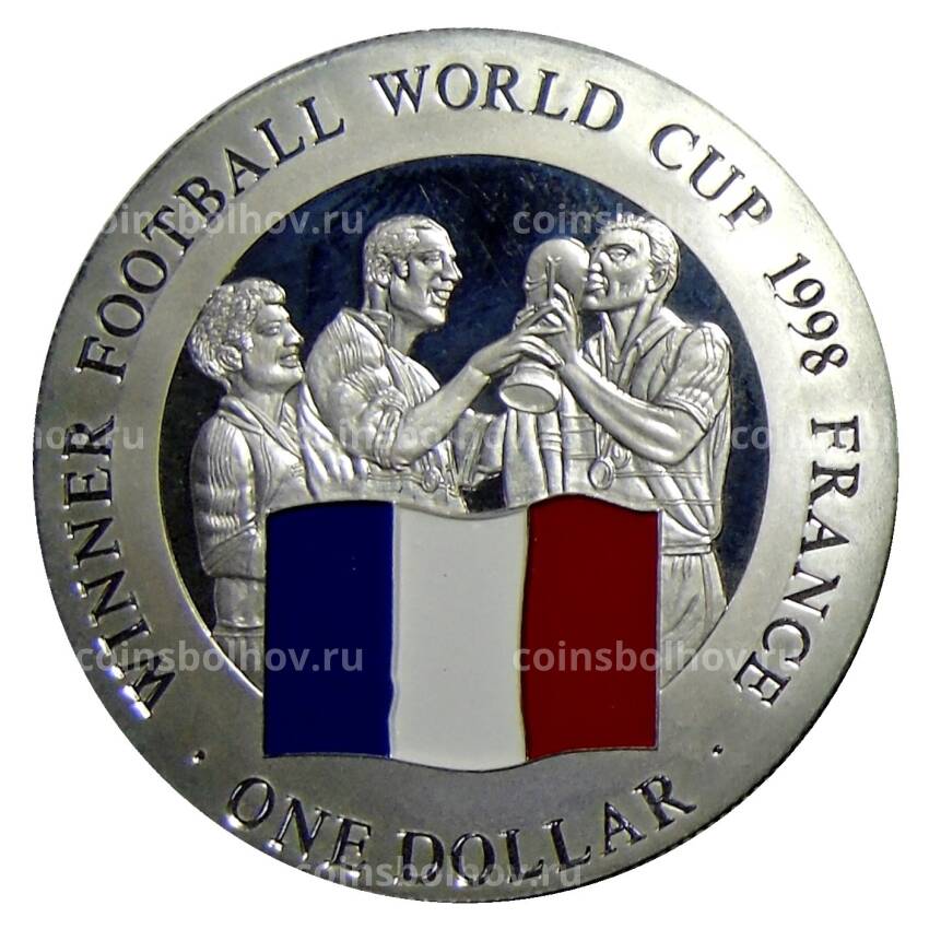 Монета 1 доллар 2001 года Острова Кука —  Первое место на чемпионате мира по футболу 1998 — Франция