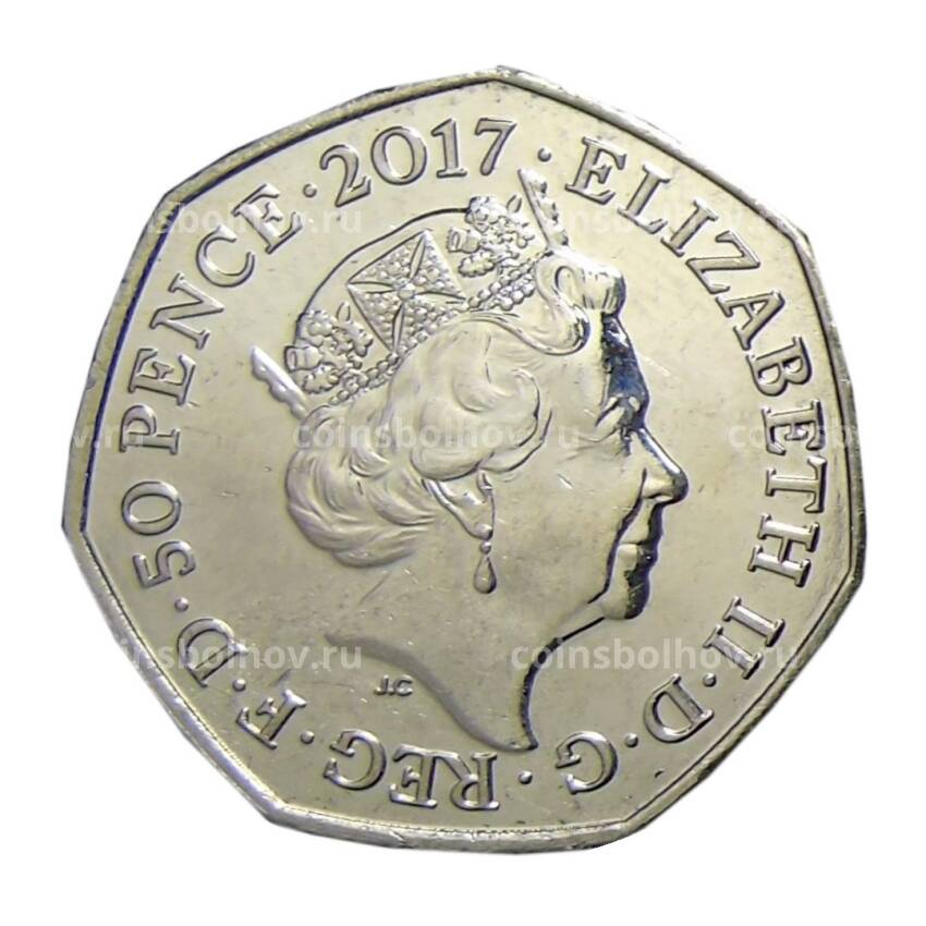 Монета 50 пенсов 2017 года Великобритания —  150 лет со дня рождения Беатрис Поттер, Котенок Том (вид 2)