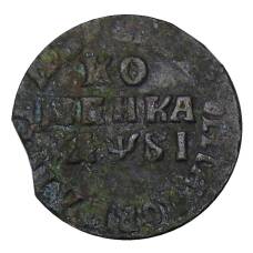 Монета Копейка 1716 года МД (аверс)