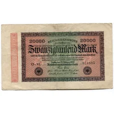 Банкнота 20000 марок 1923 года Германия (аверс)
