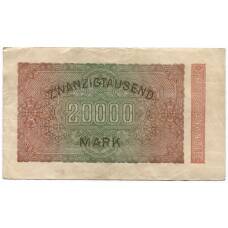 Банкнота 20000 марок 1923 года Германия (вид 2)
