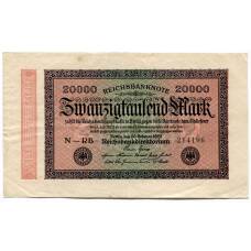 Банкнота 20000 марок 1923 года Германия