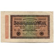 Банкнота 20000 марок 1923 года Германия