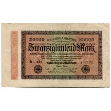 Банкнота 20000 марок 1923 года Германия (аверс)