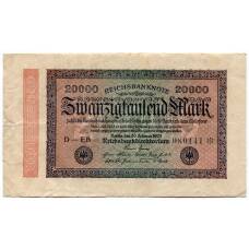 Банкнота 20000 марок 1923 года Германия