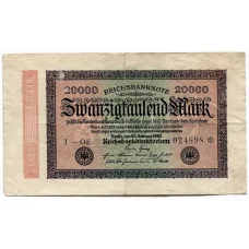 Банкнота 20000 марок 1923 года Германия