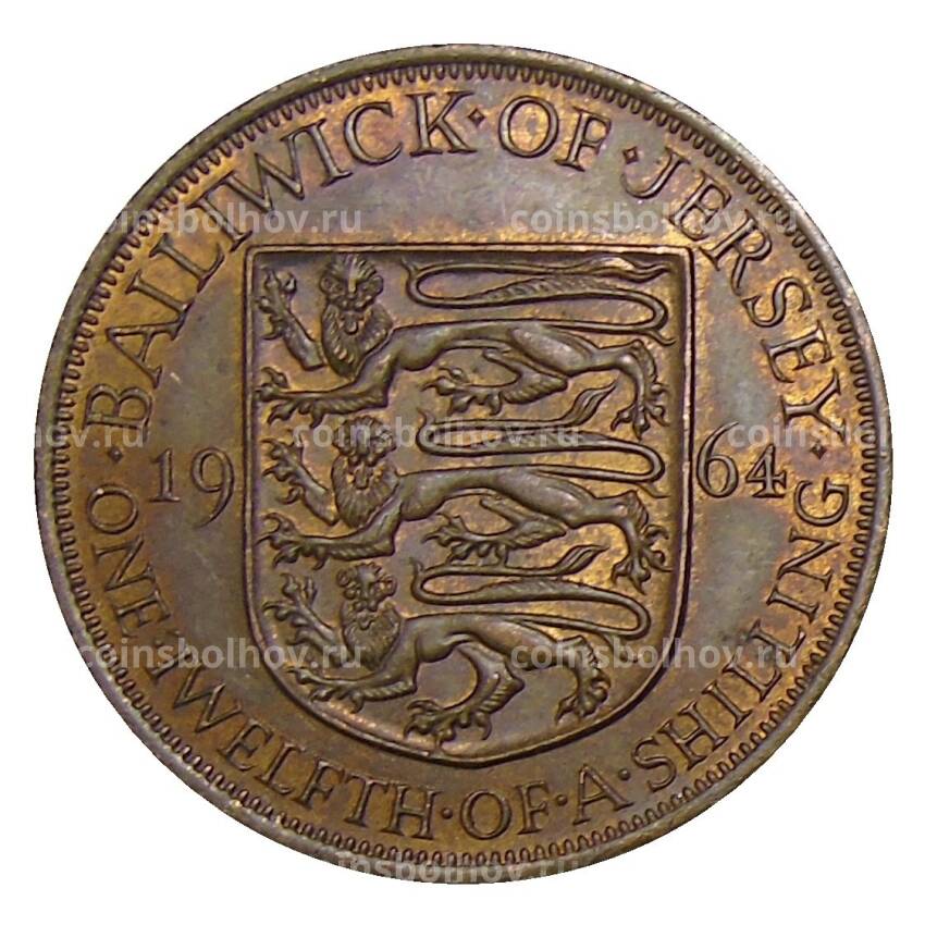 Монета 1/12 шиллинга 1964 года Джерси
