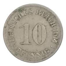 Монета 10 пфеннигов 1914 года G Германия (аверс)