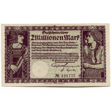 Банкнота 2000000 марок 1923 года Германия — Нотгельд (Мюнхен-Гладбах)