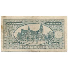 Банкнота 20000000 марок 1923 года Германия — Нотгельд (Ремшайд) (реверс)