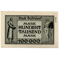 Банкнота 100000 марок 1923 года Германия — Нотгельд (Дюссельдорф)