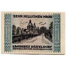 Банкнота 10000000 марок 1923 года Германия — Нотгельд (Дюссельдорф)