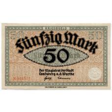 Банкнота 50 марок 1922 года Германия — Нотгельд (Ландсберг)