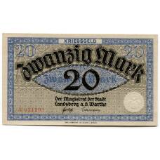 Банкнота 20 марок 1922 года Германия — Нотгельд (Ландсберг) (аверс)