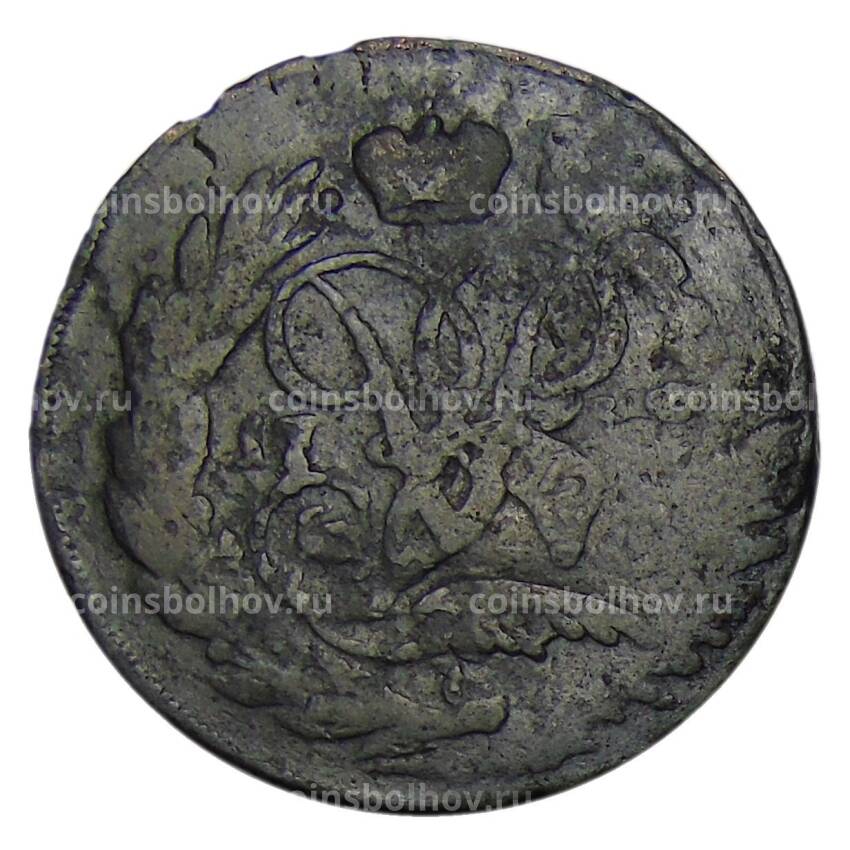 Монета 2 копейки — перечекан из «Облачной» копейки 1755 года