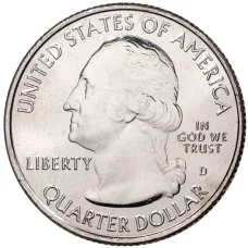 Монета 25 центов (1/4 доллара) 2021 года D США «Национальные парки — №56 Национальное историческое место Пилоты из Таскиги» (реверс)