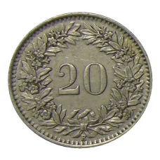 Монета 20 раппенов 1943 года Швейцария (реверс)