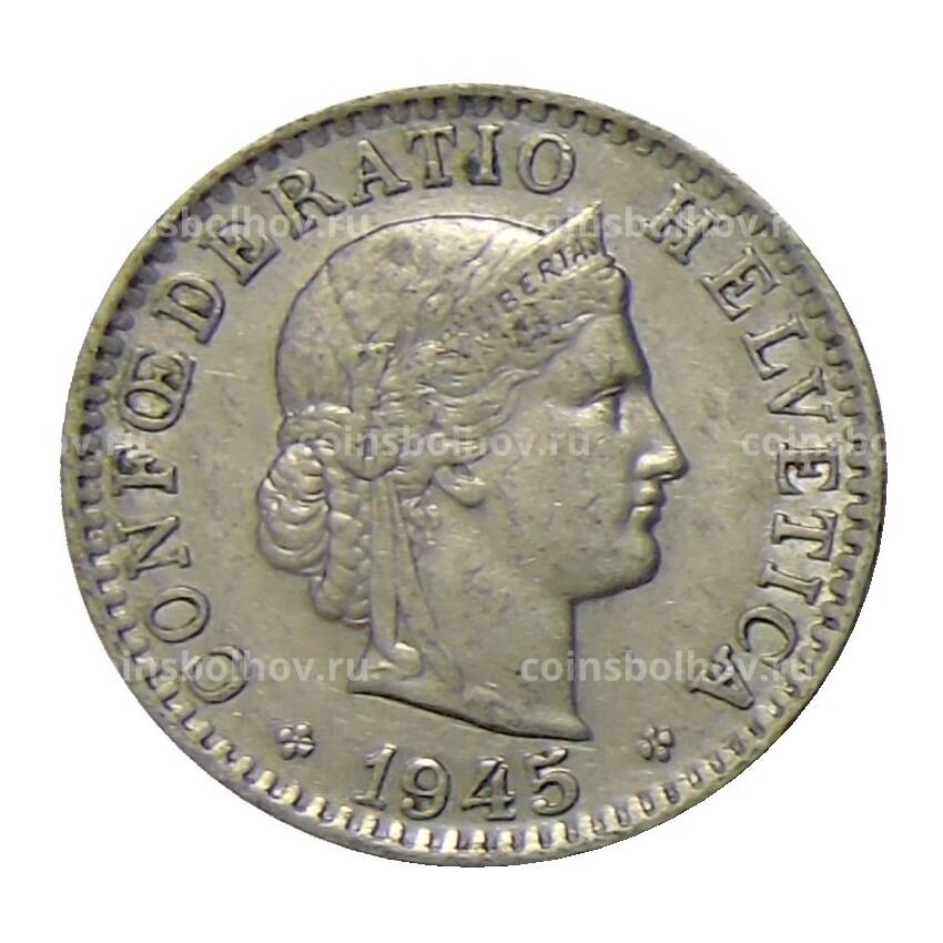 Монета 20 раппенов 1945 года Швейцария