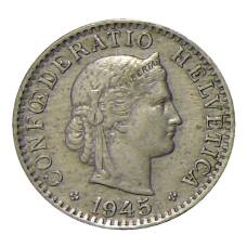 Монета 20 раппенов 1945 года Швейцария (аверс)