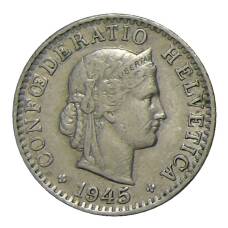 Монета 20 раппенов 1945 года Швейцария (аверс)