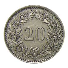Монета 20 раппенов 1945 года Швейцария (реверс)