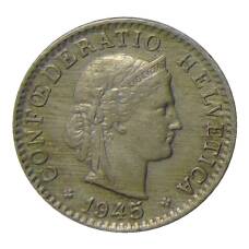 Монета 20 раппенов 1945 года Швейцария (аверс)