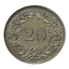 Монета 20 раппенов 1945 года Швейцария (реверс)