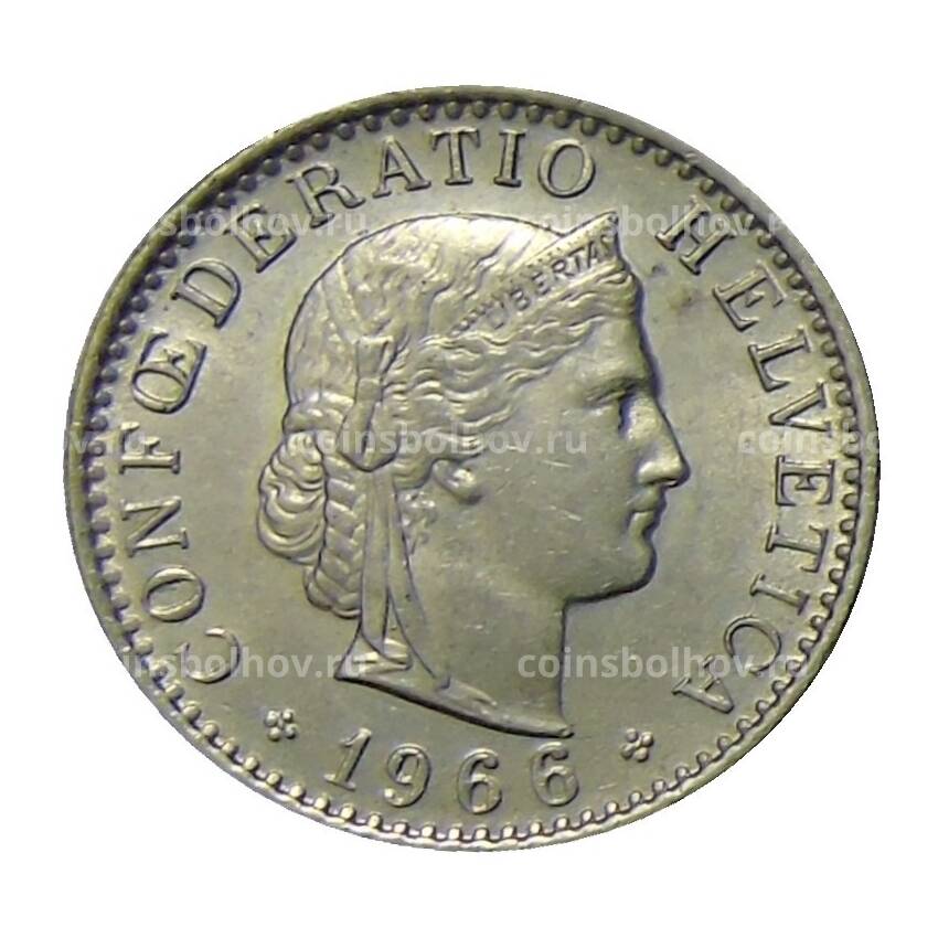 Монета 20 раппенов 1966 года Швейцария