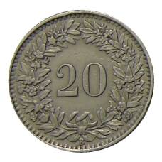Монета 20 раппенов 1939 года Швейцария (реверс)