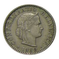 Монета 20 раппенов 1939 года Швейцария (аверс)