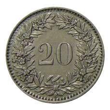 Монета 20 раппенов 1939 года Швейцария (реверс)