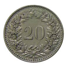 Монета 20 раппенов 1939 года Швейцария (реверс)