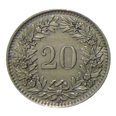 Монета 20 раппенов 1939 года Швейцария (реверс)