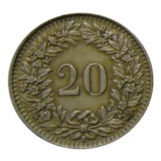 Монета 20 раппенов 1939 года Швейцария (реверс)
