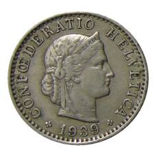Монета 20 раппенов 1939 года Швейцария (аверс)
